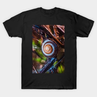 Hanging On. Macro Snail Shell Photograph T-Shirt